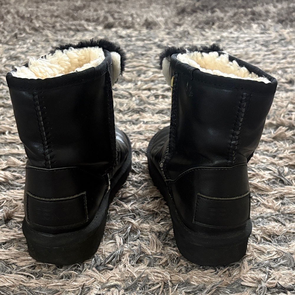 Fendi Black Leather Shearling Bag Bugs Monster Eye Ankle Boots 35.5 - Picture 3 of 13